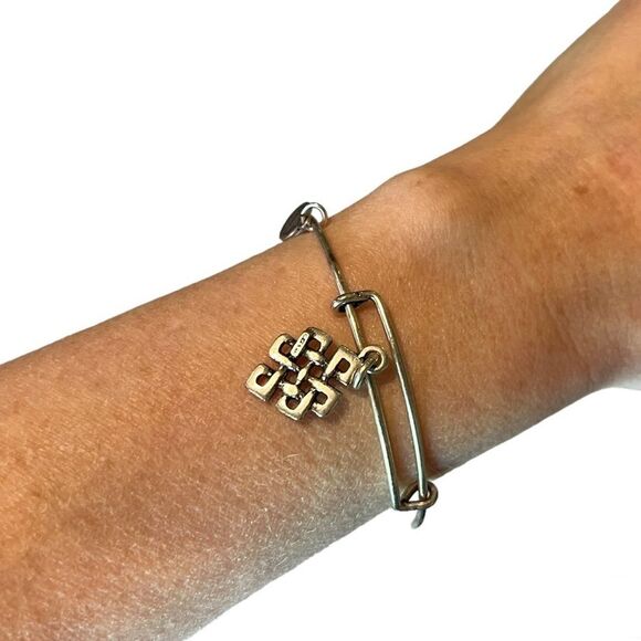 Alex and Ani Endless Knot Silver Charm Bangle Bracelet - Picture 9 of 10